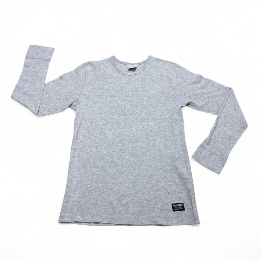 Acrylick grey thermal like heavy long sleeve cotton blend shirt size L